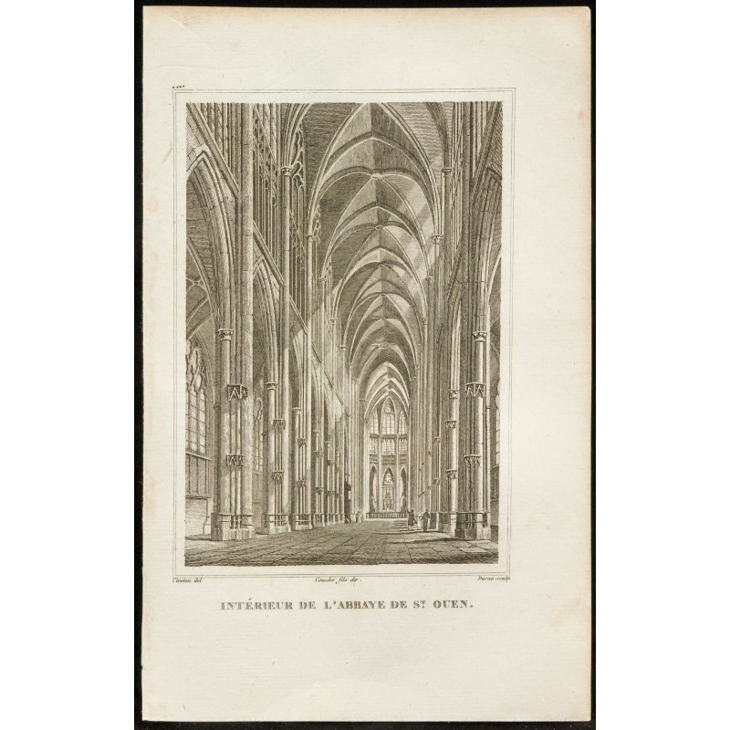 Gravure de 1829 - Intérieur de l'abbaye de St Ouen - 1
