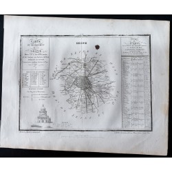 Gravure de 1833 - Département de la Seine (Paris) - 1