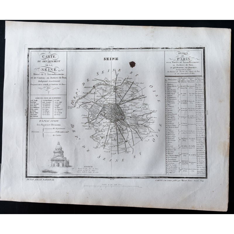 Gravure de 1833 - Département de la Seine (Paris) - 1