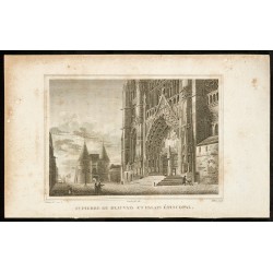 Gravure de 1829 - St Pierre de Beauvais et Palais épiscopal - 1