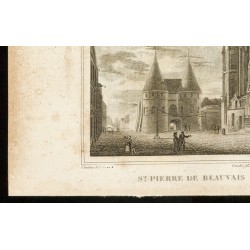 Gravure de 1829 - St Pierre de Beauvais et Palais épiscopal - 4