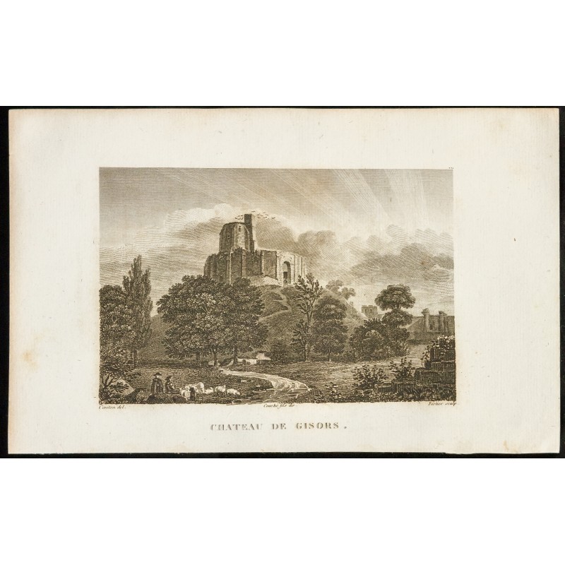 Gravure de 1829 - Chateau de Gisors - 1
