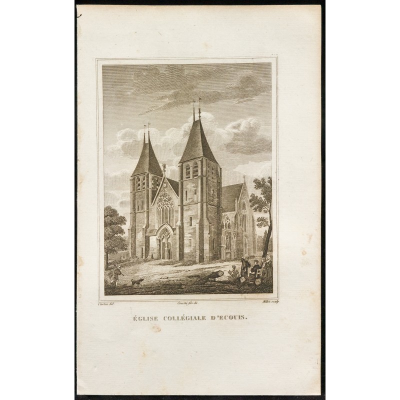 Gravure de 1829 - Église collégiale d'Ecouis - 1