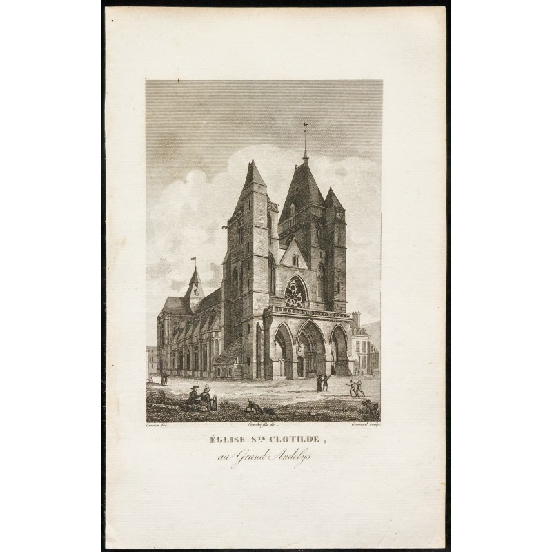 Gravure de 1829 - Eglise Ste Clotilde au Grand Andelys - 1