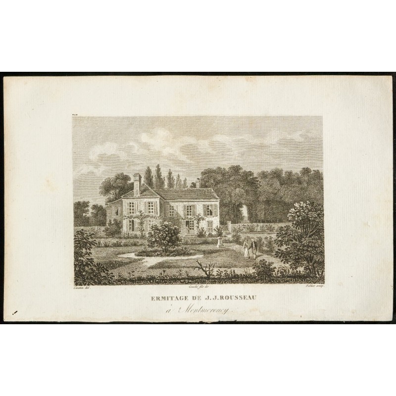Gravure de 1829 - Ermitage de J.J. Rousseau à Montmorency - 1