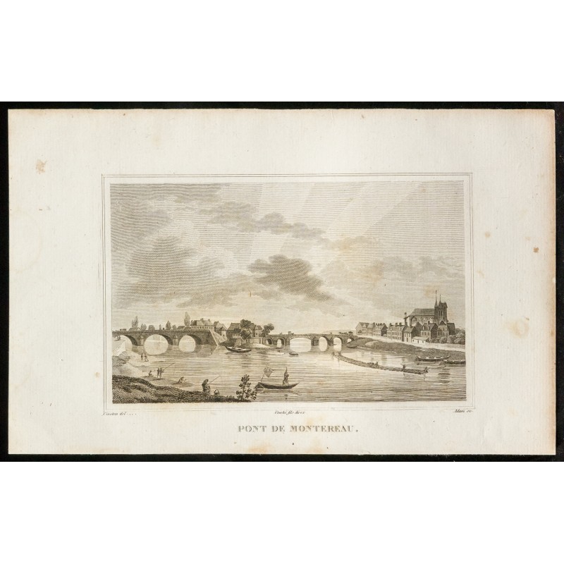 Gravure de 1829 - Pont de Montereau - 1