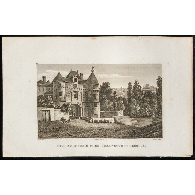 Gravure de 1829 - Château d'Hière près Villeneuve St Georges - 1