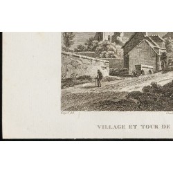 Gravure de 1829 - Village et tour de la Queue - 4