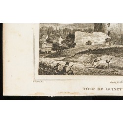 Gravure de 1829 - Tour de Guinette à Etampes - 4