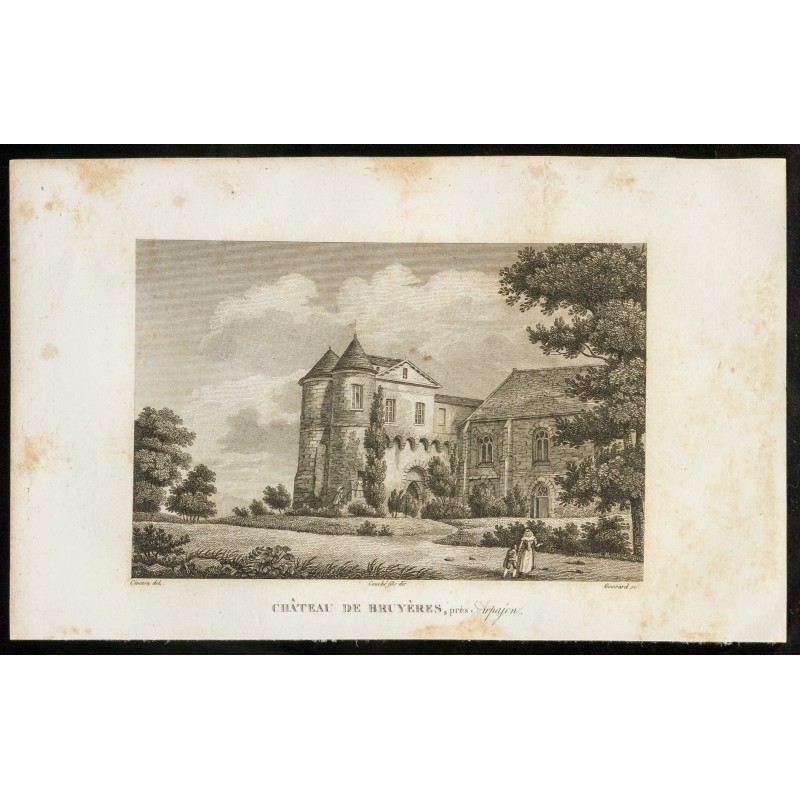 Gravure de 1829 - Château de Bruyères, près d'Arpajon - 1