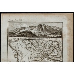 1788 - Carte de Delphes et vue du mont Parnasse 