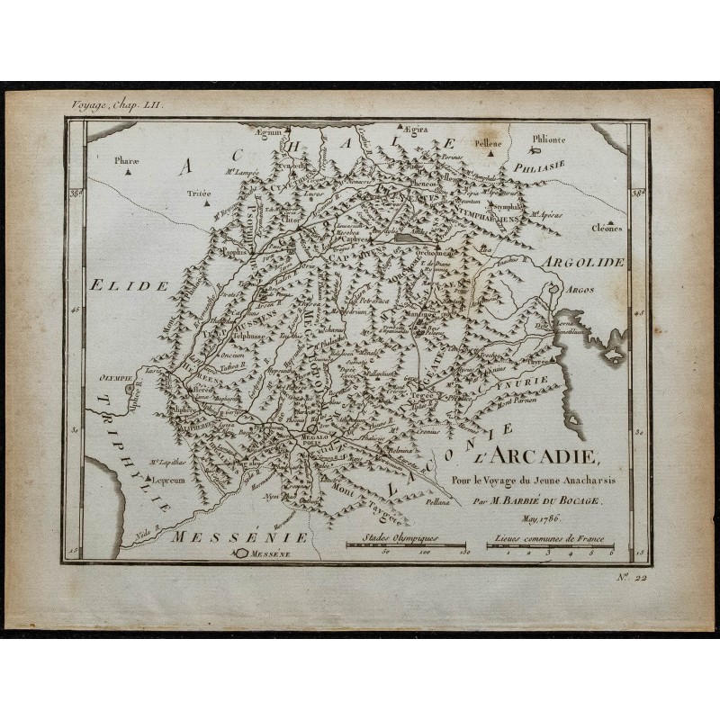 1788 - Carte de l’Arcadie (Péloponnèse) 