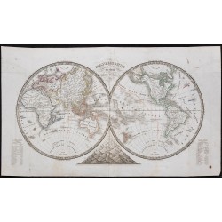 1848 - Mappemonde en deux hémisphères 