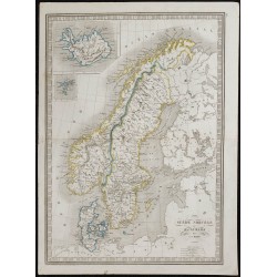 1848 - Carte de la Suède, Norvège et Danemark 