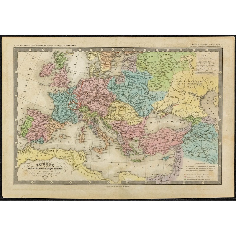 1850ca - Europe et prise de Constantinople en 1453 