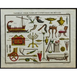 1822 - Vaisseaux, Char, Vases, et Ustensiles de l'antiquité 