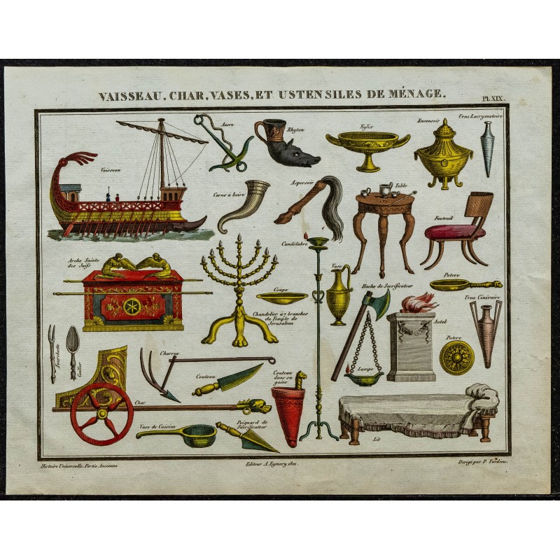 1822 - Vaisseaux, Char, Vases, et Ustensiles de l'antiquité 