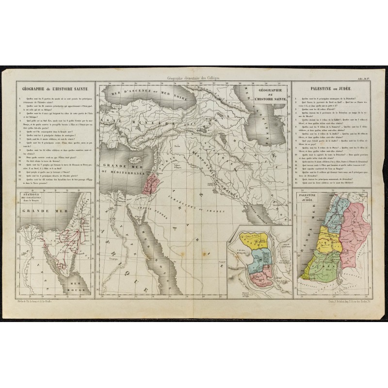 Gravure de 1860ca - Carte de Palestine et Proche-Orient - 1 Gravure de 1860ca - Carte de Palestine et Proche-Orient - 1