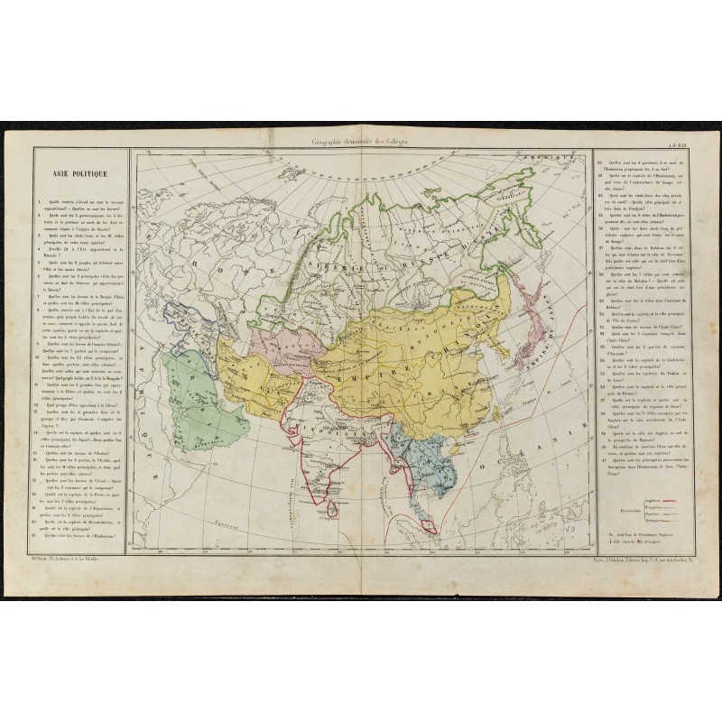 Gravure de 1860ca - Carte de l'Asie - 1