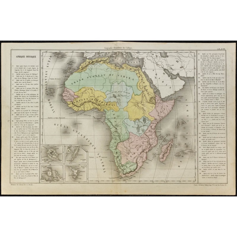 Gravure de 1860ca - Carte de l'Afrique (physique) - 1 Gravure de 1860ca - Carte de l'Afrique (physique) - 1