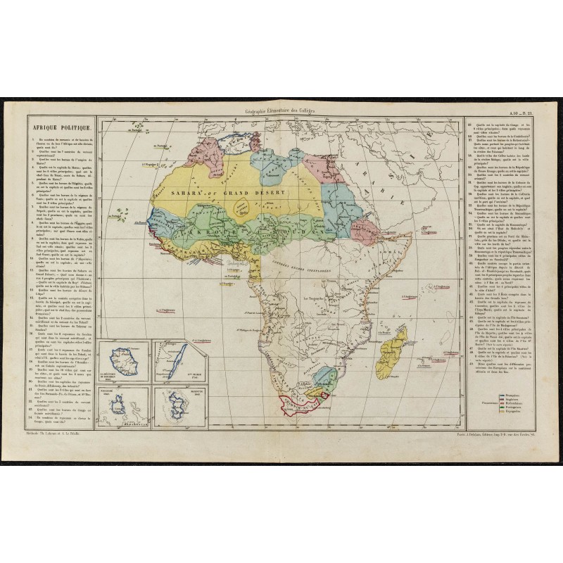 Gravure de 1860ca - Carte de l'Afrique - 1 Gravure de 1860ca - Carte de l'Afrique - 1