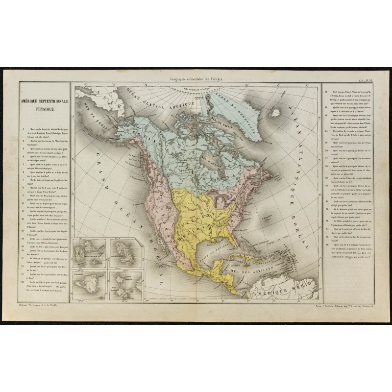 Gravure de 1860ca - Carte de l'Amérique septentrionale - 1 Gravure de 1860ca - Carte de l'Amérique septentrionale - 1