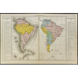 Gravure de 1860ca - Carte de l'Amérique méridionale - 1
