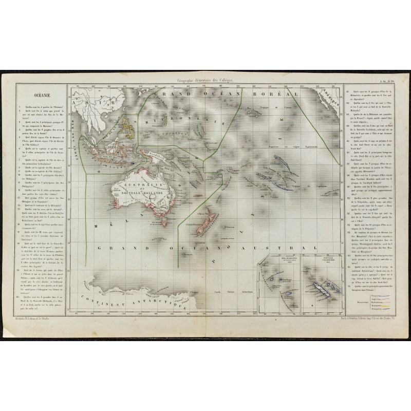 Gravure de 1860ca - Carte de l'Océanie - 1 Gravure de 1860ca - Carte de l'Océanie - 1
