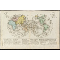 Gravure de 1860ca - Carte de Mappemonde - 1