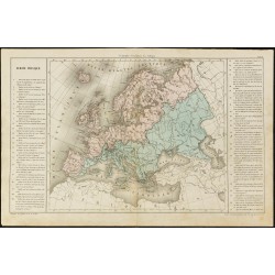 Gravure de 1860ca - Carte de l'Europe (physique) - 1