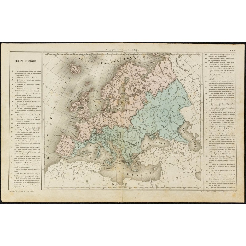 Gravure de 1860ca - Carte de l'Europe (physique) - 1 Gravure de 1860ca - Carte de l'Europe (physique) - 1