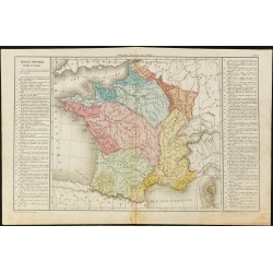 Gravure de 1860ca - Carte de France physique - 1