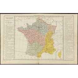 Gravure de 1860ca - Carte de France (politique, départements) - 1