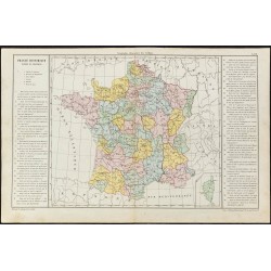 Gravure de 1860ca - Carte de France historique (provinces) - 1