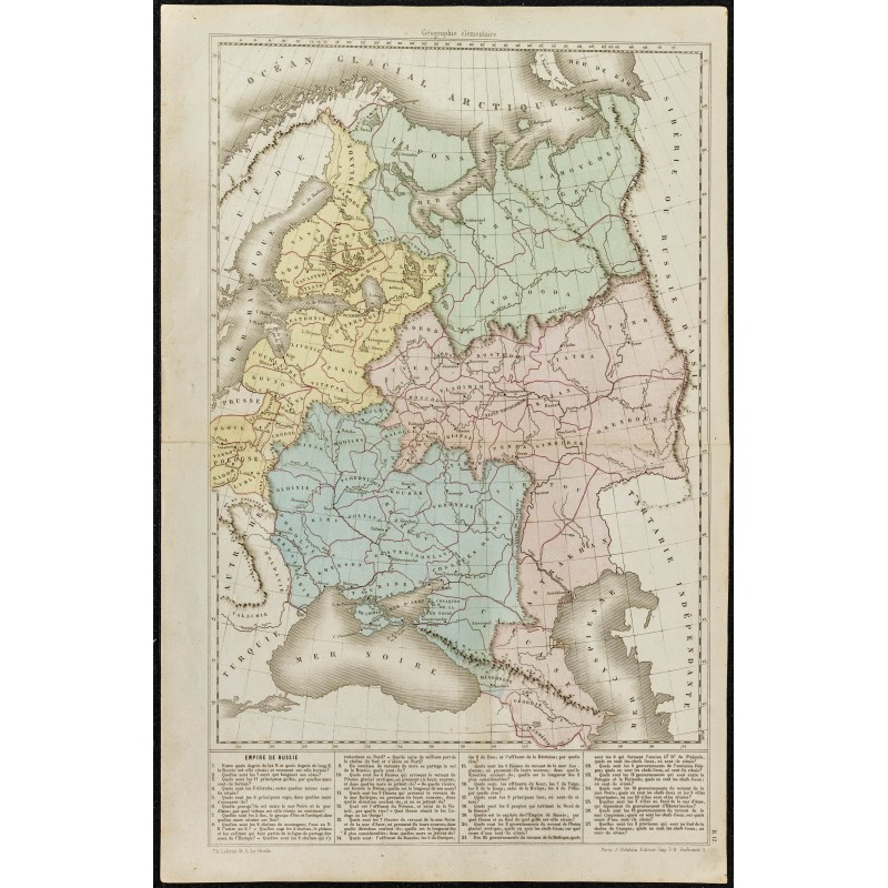 Gravure de 1860ca - Carte de l'Empire de Russie - 1 Gravure de 1860ca - Carte de l'Empire de Russie - 1