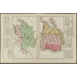 Gravure de 1860ca - Carte de Suisse & Péninsule ibérique - 1