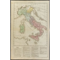 Gravure de 1860ca - Carte de l'Italie - 1