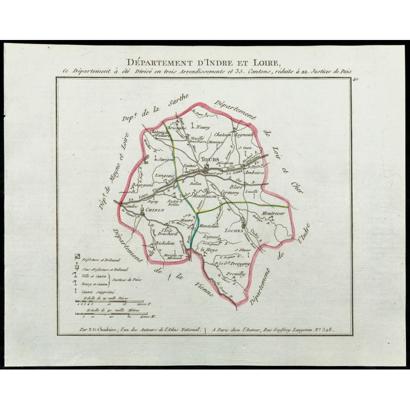 Gravure de 1802 - Département d'Indre et Loire - 1