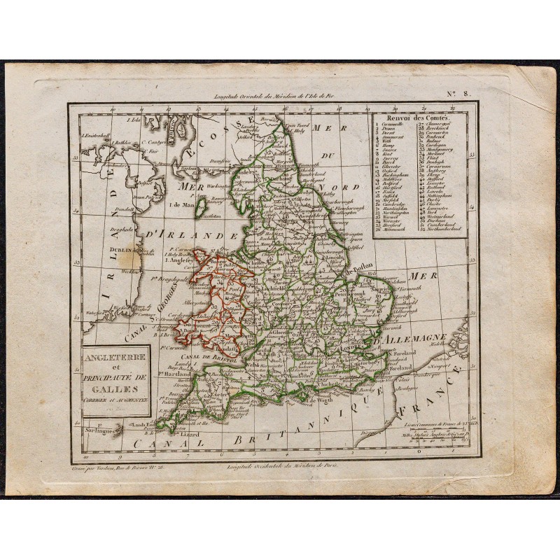 1823 - Carte Angleterre et Principauté de Galles 