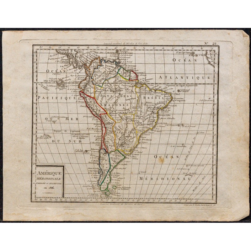 1823 - Carte d'Amérique Méridionale 
