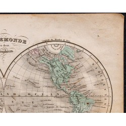 1860 - Carte du monde en deux hémisphères 