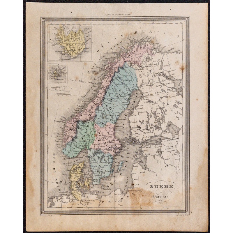1860 - Carte de la Suède et de la Norvège 