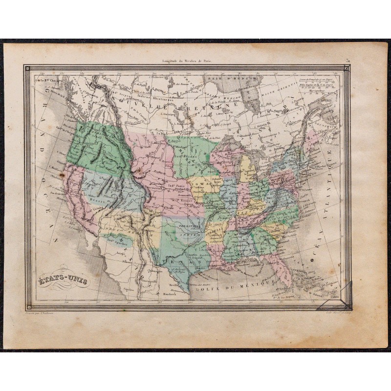 1860 - Carte des États-Unis 