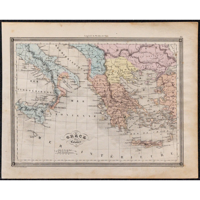 1860 - Carte de la Grèce et de ses colonies 