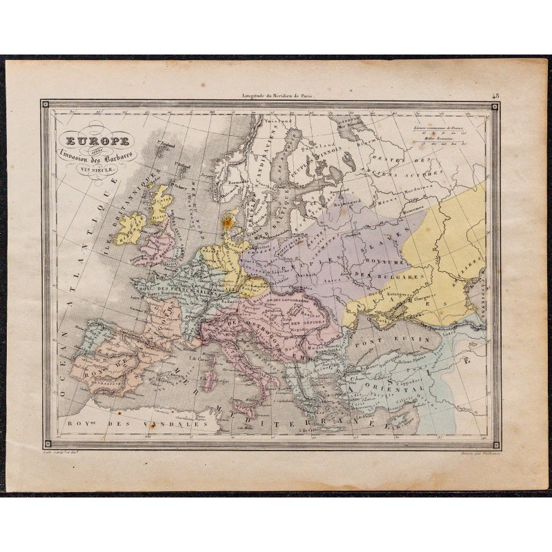 1860 - Carte de l’Europe & invasion des Barbares 