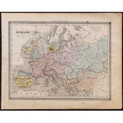 1860 - Carte de l’Europe & Empires d’Occident et d’Orient 