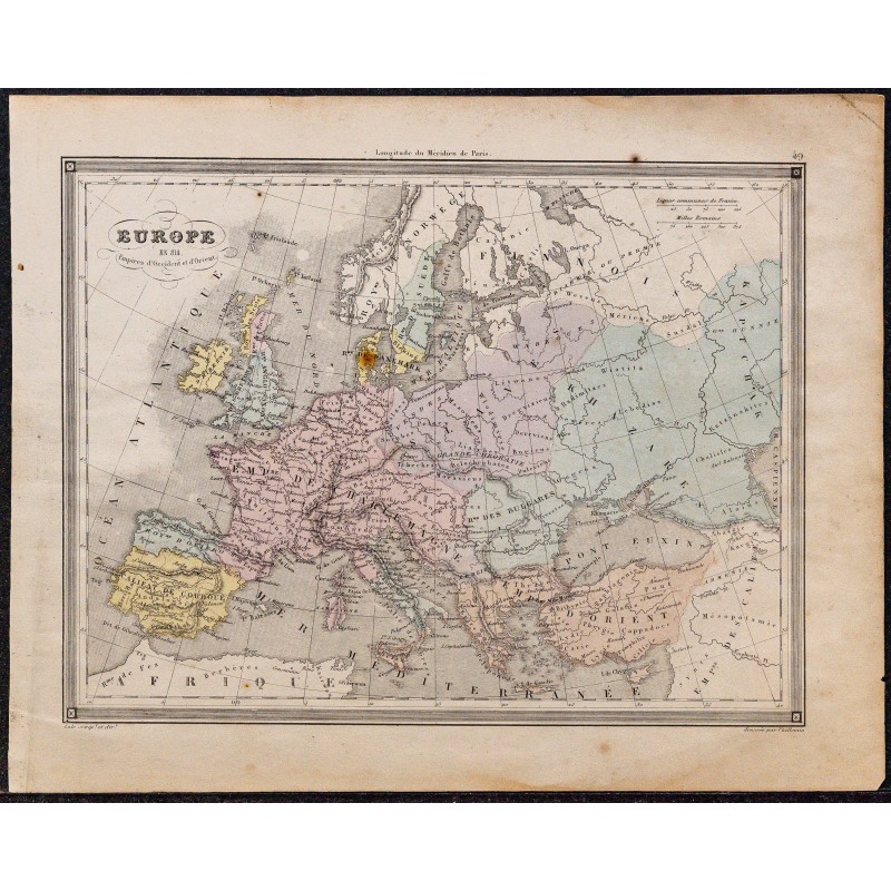 1860 - Carte de l’Europe & Empires d’Occident et d’Orient 