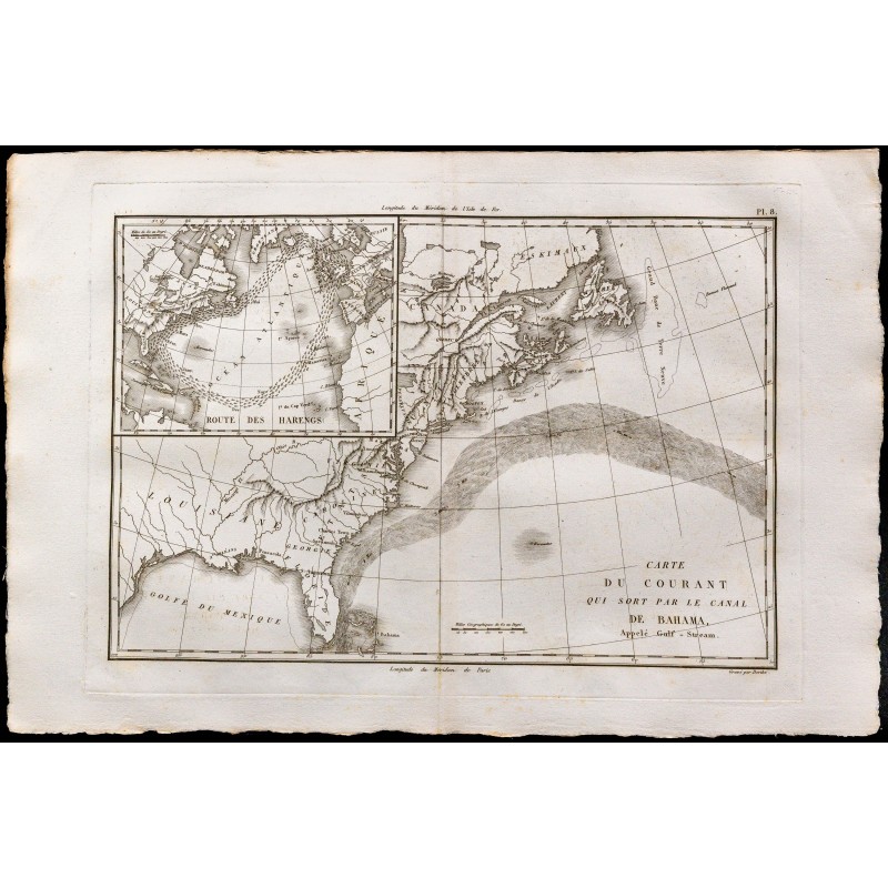 1827 - Carte ancienne du Gulf Stream 