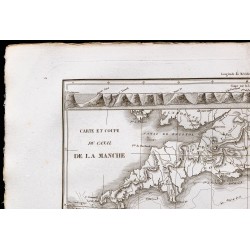 1827 - Carte et coupe du canal de la Manche 