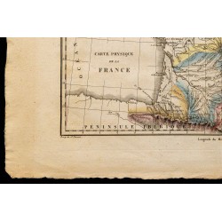 1827 - Carte physique et géologique de la France 